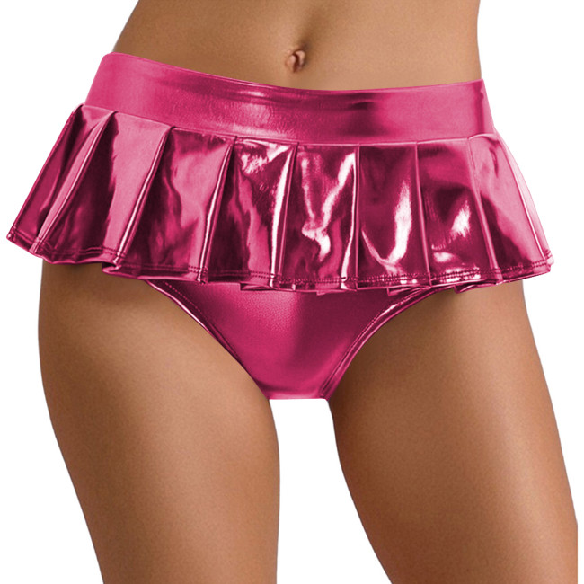 High Waist Hologram Laser Mini Skirt Panties Night Club Pleated Skirted Briefs Shiny Party Underpant Pole Dancing Clothing 7XL