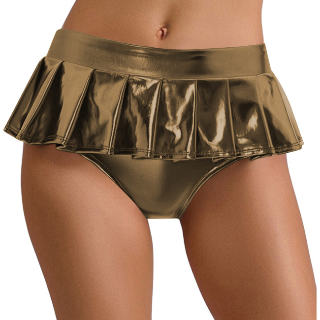 High Waist Hologram Laser Mini Skirt Panties Night Club Pleated Skirted Briefs Shiny Party Underpant Pole Dancing Clothing 7XL