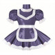 Adult Cross-dresser French Maid Uniform Wetlook PVC Leather Maidservant Cosplay Costume Ruffles Trim Sissy Turtleneck Maid Dress
