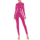 Womens Metallic Shiny Club Catsuit Novelty Zipper Front Long Sleeve Full Body Jumpsuit Rave Party Sexy Cosplay Slim Bodysuit