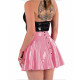 Women’s Button Back PVC Glossy Leather Mini Skirt A-line Pleated Casual Fashion Skater Skirts Solid Color Swing Short Skirts