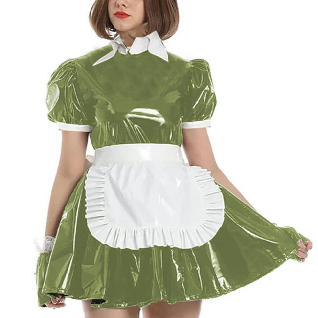Women French Lolita Maid Dress Puff Short Sleeves A-line Apron Maid Uniform Carnival Cosplay Clothing Masquerade Party Outfits