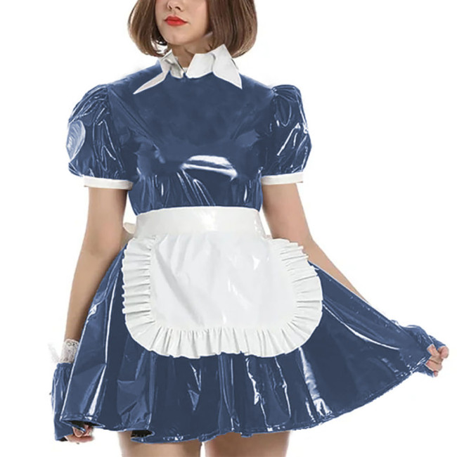Women French Lolita Maid Dress Puff Short Sleeves A-line Apron Maid Uniform Carnival Cosplay Clothing Masquerade Party Outfits