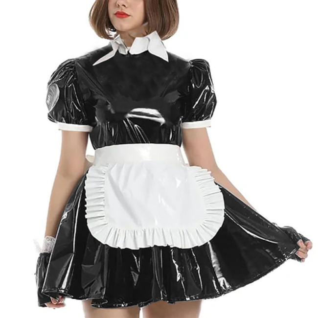 Women French Lolita Maid Dress Puff Short Sleeves A-line Apron Maid Uniform Carnival Cosplay Clothing Masquerade Party Outfits