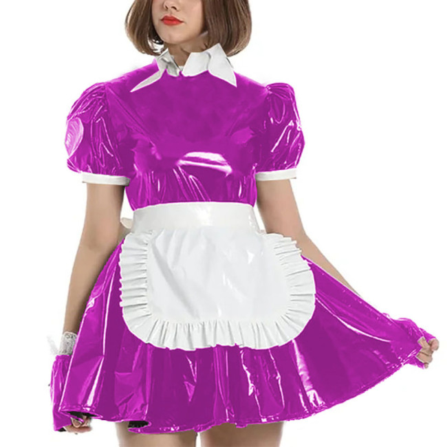 Women French Lolita Maid Dress Puff Short Sleeves A-line Apron Maid Uniform Carnival Cosplay Clothing Masquerade Party Outfits