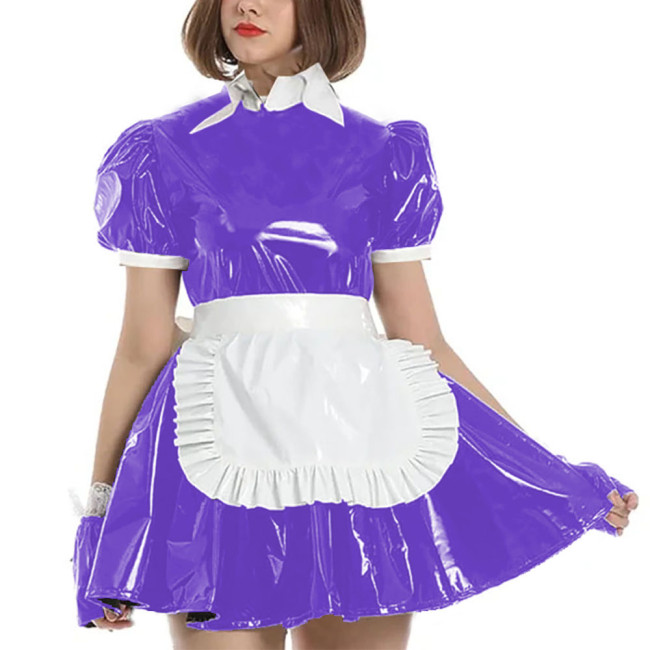 Women French Lolita Maid Dress Puff Short Sleeves A-line Apron Maid Uniform Carnival Cosplay Clothing Masquerade Party Outfits
