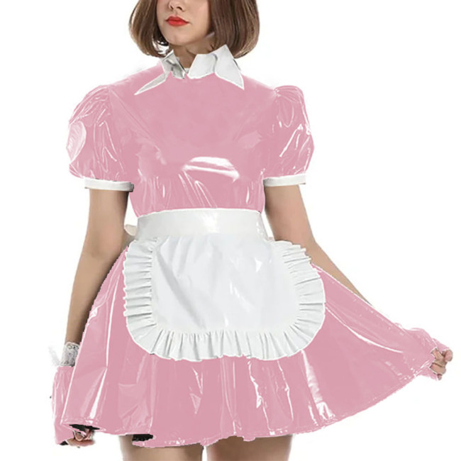Women French Lolita Maid Dress Puff Short Sleeves A-line Apron Maid Uniform Carnival Cosplay Clothing Masquerade Party Outfits