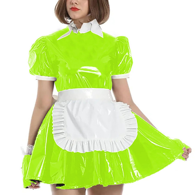 Women French Lolita Maid Dress Puff Short Sleeves A-line Apron Maid Uniform Carnival Cosplay Clothing Masquerade Party Outfits