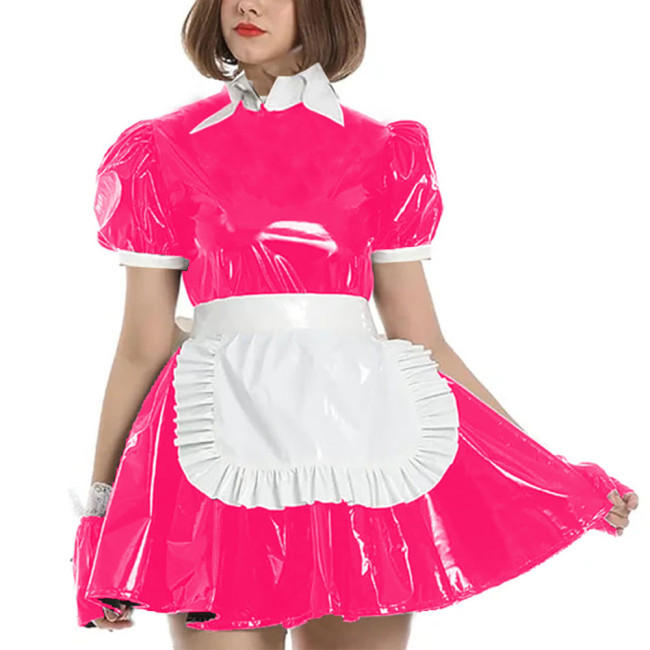 Women French Lolita Maid Dress Puff Short Sleeves A-line Apron Maid Uniform Carnival Cosplay Clothing Masquerade Party Outfits
