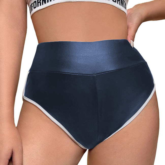 High Waisted Hot Pants Punk Gothic Club Party Dance Bottoms Faux PU Leather Briefs Panties Womens High Cut Pant Exotic Underwear