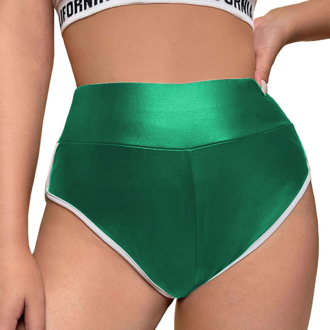 High Waisted Hot Pants Punk Gothic Club Party Dance Bottoms Faux PU Leather Briefs Panties Womens High Cut Pant Exotic Underwear