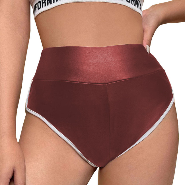 High Waisted Hot Pants Punk Gothic Club Party Dance Bottoms Faux PU Leather Briefs Panties Womens High Cut Pant Exotic Underwear