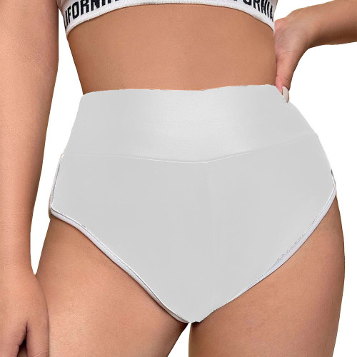 High Waisted Hot Pants Punk Gothic Club Party Dance Bottoms Faux PU Leather Briefs Panties Womens High Cut Pant Exotic Underwear