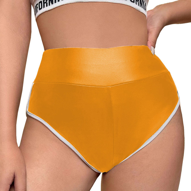 High Waisted Hot Pants Punk Gothic Club Party Dance Bottoms Faux PU Leather Briefs Panties Womens High Cut Pant Exotic Underwear