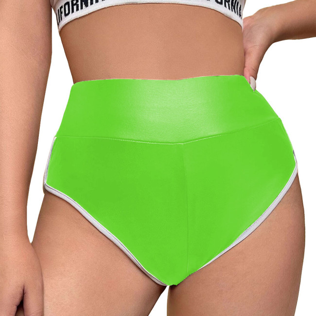 High Waisted Hot Pants Punk Gothic Club Party Dance Bottoms Faux PU Leather Briefs Panties Womens High Cut Pant Exotic Underwear