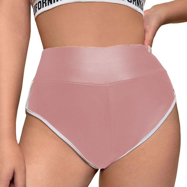 High Waisted Hot Pants Punk Gothic Club Party Dance Bottoms Faux PU Leather Briefs Panties Womens High Cut Pant Exotic Underwear