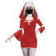 Naughty Sexy Nun Cosplay Dress Outfits Flared Long Sleeve Tight Mini Dress with Headscarf Halloween Party Fancy Sister Nun Dress