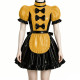 Wet Look Patchwork Maid Dress for Halloween Cosplay Costume Sissy Puff Short Sleeves Lolita Maid Uniforms Theme Party Roleplay