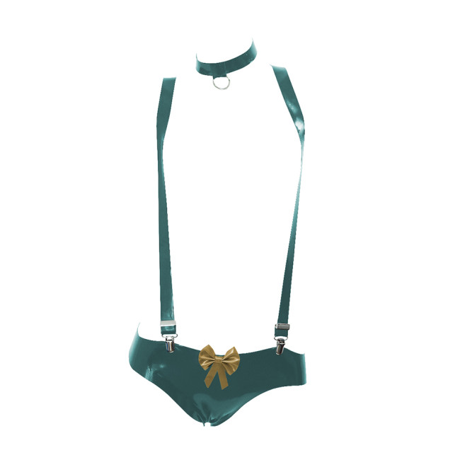 Novelty Sexy Wet PVC Leather Suspenders Hot Pants Exotic Lingerie Fetish Rave Bdsm Bondage Garter Belt Sissy Babydoll Outfits