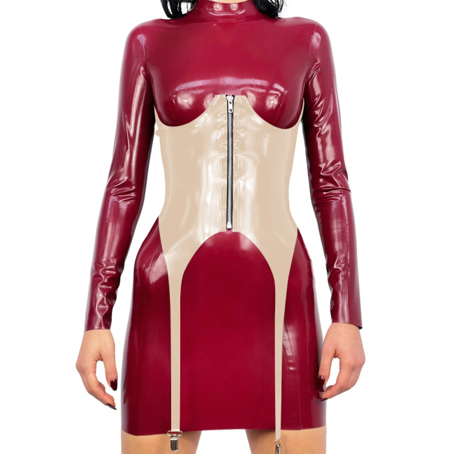 Gothic Style Zipper Front Waist Cincher Belt for Club Party Vinyl PVC Leather Corset Belt with Garter Wetlook Slim Accessories