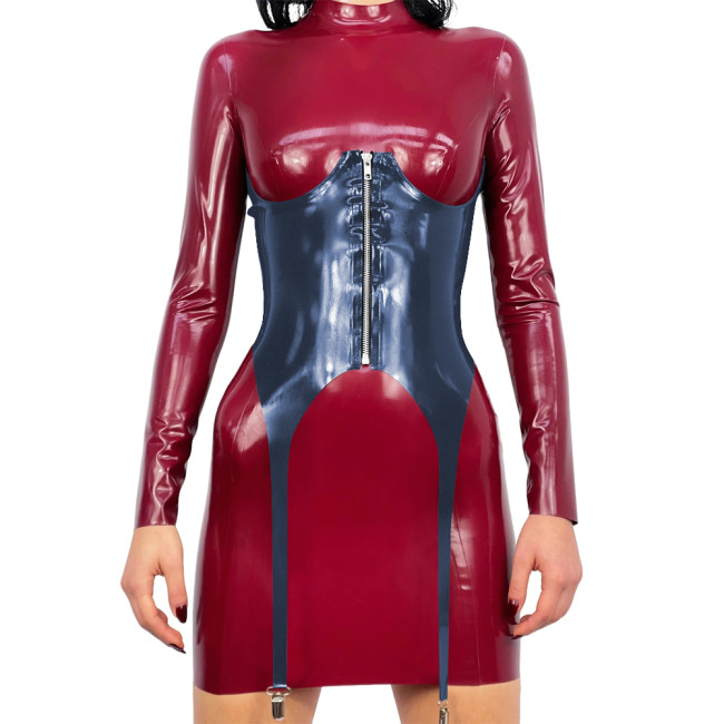 Gothic Style Zipper Front Waist Cincher Belt for Club Party Vinyl PVC Leather Corset Belt with Garter Wetlook Slim Accessories