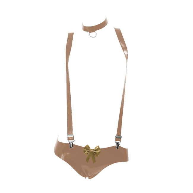 Novelty Sexy Wet PVC Leather Suspenders Hot Pants Exotic Lingerie Fetish Rave Bdsm Bondage Garter Belt Sissy Babydoll Outfits