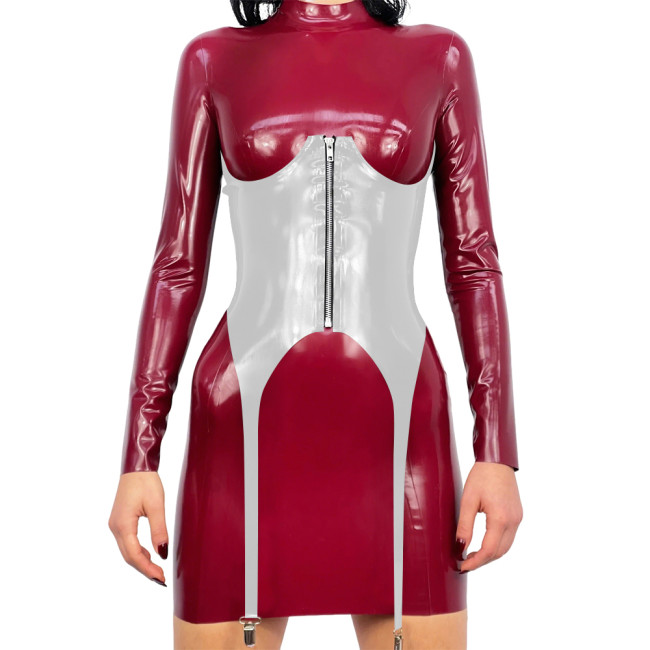Gothic Style Zipper Front Waist Cincher Belt for Club Party Vinyl PVC Leather Corset Belt with Garter Wetlook Slim Accessories