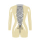 Exotic Sexy Open Crotch PVC Patent Leather Rompers Erotic Deep V-Neck Criss-Cross Lace-Up Bodysuit Long Sleeve Crotchless Zentai