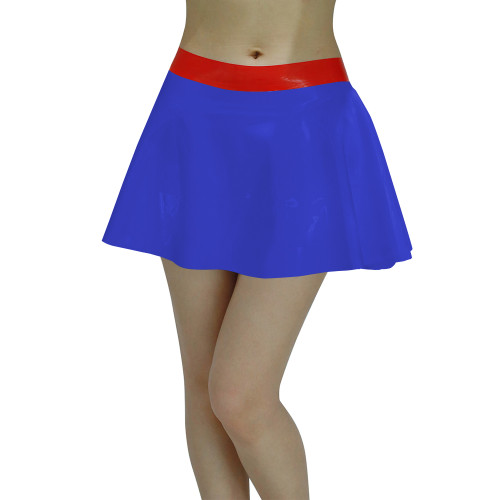 High Waist PU Glossy Leather Mini Swing Skirt Women Elegant Chic Short Skirt PVC Shiny Candy Color A-line Pleated Skirt Clubwear