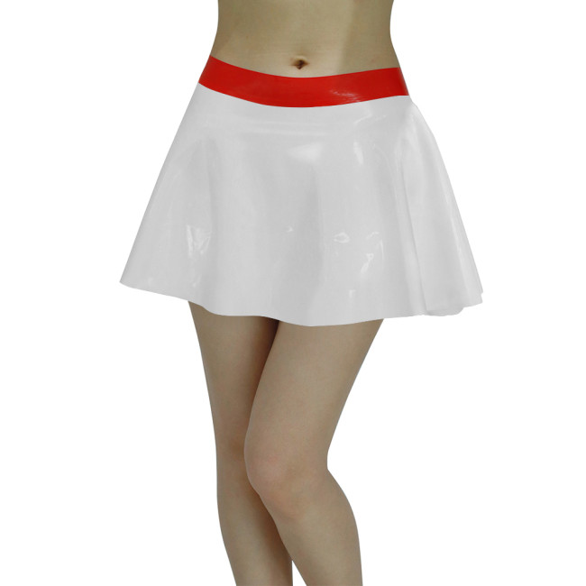 High Waist PU Glossy Leather Mini Swing Skirt Women Elegant Chic Short Skirt PVC Shiny Candy Color A-line Pleated Skirt Clubwear