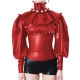 Elegant Ruffle Trimmed Long Sleeves Women's Blouse Raves Party Frill Turtleneck Slim PVC Vinyl Leather Shirts Halloween Costume