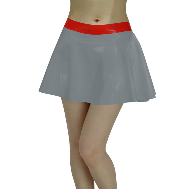 High Waist PU Glossy Leather Mini Swing Skirt Women Elegant Chic Short Skirt PVC Shiny Candy Color A-line Pleated Skirt Clubwear