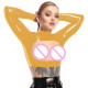 Sissy Open Breast Sexy Crop Tops PVC Patent Leather Long Sleeves Cutout T-shirts Nipple Exposed Short Top Wetlook Erotic Costume