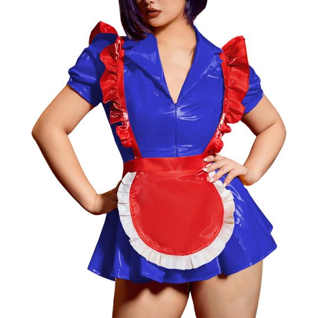 Sissy Kawaii Lolita Sexy Maid Cosplay Dress Lapel Collar Short Sleeves Maid Outfit Masquerade Role Play Costume Anime Cothes