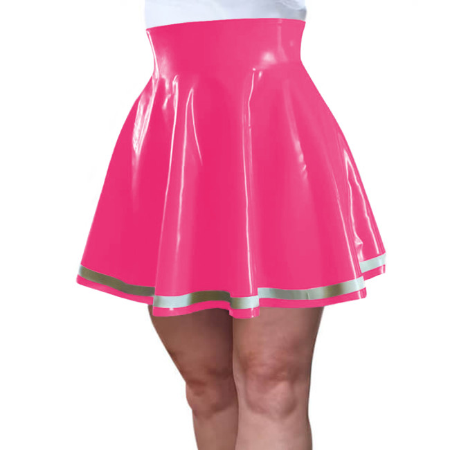 Vinyl PVC Leather Pleated Skirt for Womens Patent Leather Wetlook Skater Skirt High Waist Flared Mini Skirt Rave Party Halloween