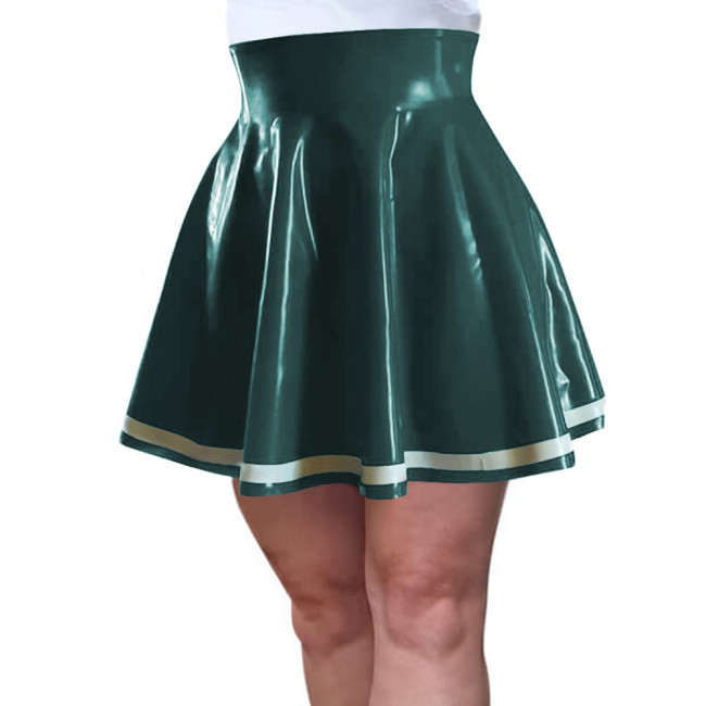 Vinyl PVC Leather Pleated Skirt for Womens Patent Leather Wetlook Skater Skirt High Waist Flared Mini Skirt Rave Party Halloween