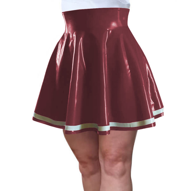 Vinyl PVC Leather Pleated Skirt for Womens Patent Leather Wetlook Skater Skirt High Waist Flared Mini Skirt Rave Party Halloween