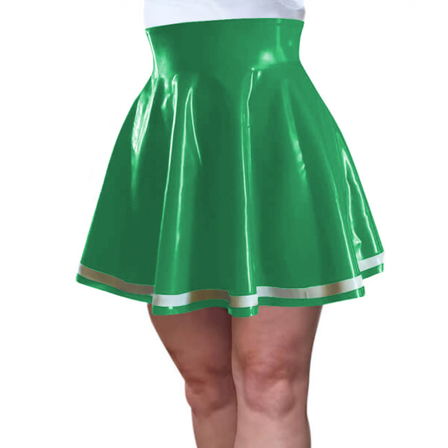 Vinyl PVC Leather Pleated Skirt for Womens Patent Leather Wetlook Skater Skirt High Waist Flared Mini Skirt Rave Party Halloween