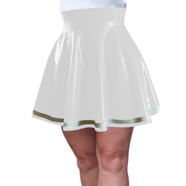 Vinyl PVC Leather Pleated Skirt for Womens Patent Leather Wetlook Skater Skirt High Waist Flared Mini Skirt Rave Party Halloween
