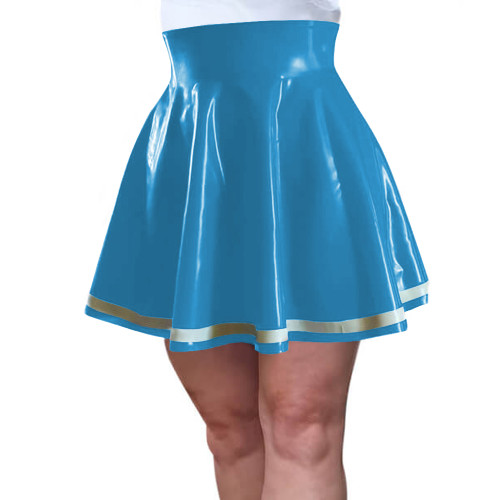 Vinyl PVC Leather Pleated Skirt for Womens Patent Leather Wetlook Skater Skirt High Waist Flared Mini Skirt Rave Party Halloween