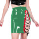 Sexy Club Gothic Mini Pencil Skirt Women High Waist Lace Up Side Bodycon Skirts Wetlook PVC Leather Hollow Out Bandage Skirts