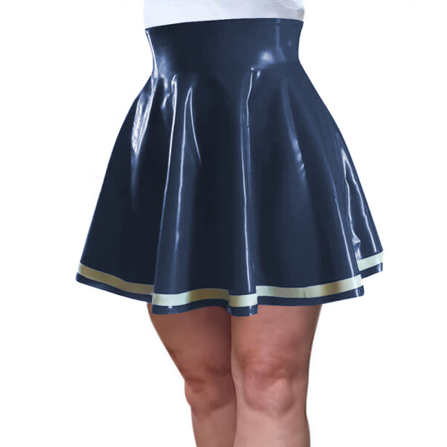 Vinyl PVC Leather Pleated Skirt for Womens Patent Leather Wetlook Skater Skirt High Waist Flared Mini Skirt Rave Party Halloween