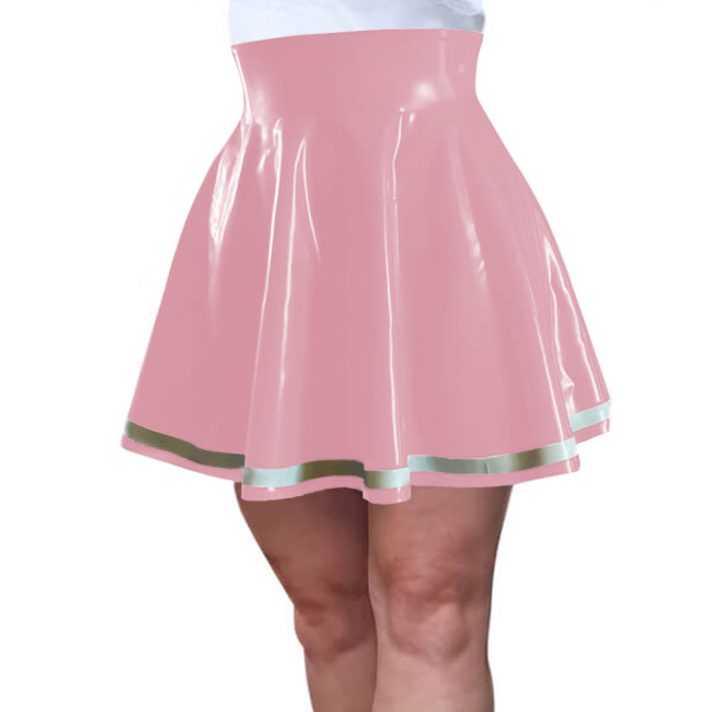 Vinyl PVC Leather Pleated Skirt for Womens Patent Leather Wetlook Skater Skirt High Waist Flared Mini Skirt Rave Party Halloween
