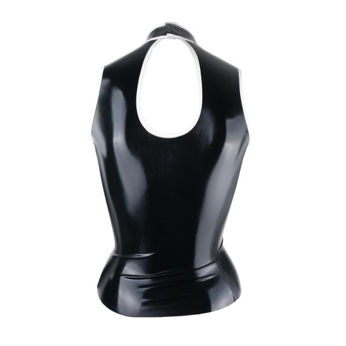 Women's Sexy Wetlook Slim Tank Tops Vinyl Patent Leather Sleeveless Sheath Hollow Out Vest Punk PVC Shiny Keyhole Tops Clubwear
