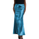 High Waist Mermaid Shiny Metallic Skirt Womens Raves Party Draped Fishtail Skirts Elegant Ladies Solid Color Pleated Wrap Skirt