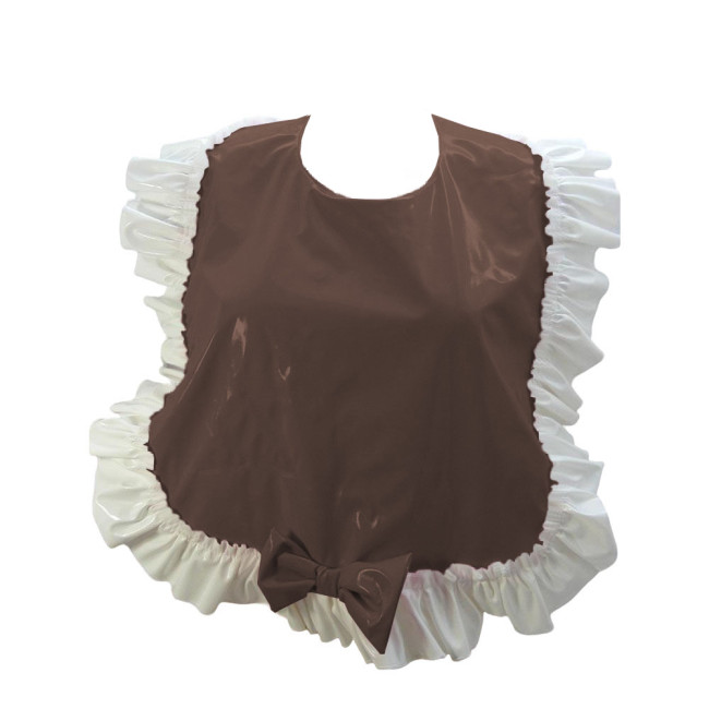 Adult Baby Sissy Cosplay Bib Ruffles Frilly Sweet Glossy PVC Leather  Large Bib ABDL Exotic Accessories Crossdressering Apron