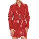Women's Vinyl PVC Leather Trench Coat Fashion Streetwear Long Sleeve Lapel Collar Belt Trench Coat Office Ladies Slim Outerwear