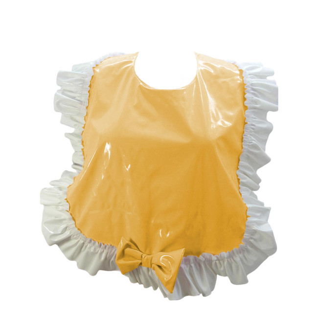 Adult Baby Sissy Cosplay Bib Ruffles Frilly Sweet Glossy PVC Leather  Large Bib ABDL Exotic Accessories Crossdressering Apron