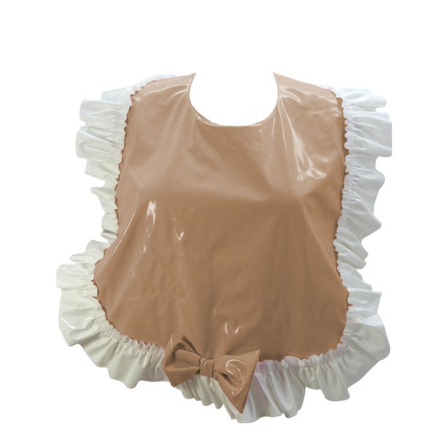 Adult Baby Sissy Cosplay Bib Ruffles Frilly Sweet Glossy PVC Leather  Large Bib ABDL Exotic Accessories Crossdressering Apron