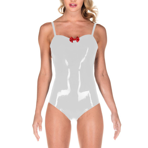 Fetish Sexy Bodysuit Exotic Lingerie for Women PVC Patent Leather Suspender Solid Rompers Zipper Back High Cut Sling Catsuit